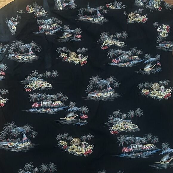 Vintage Campia Moda Mens Black Tropical Short Sleeve Button Down Shirt Large - Picture 6 of 6
